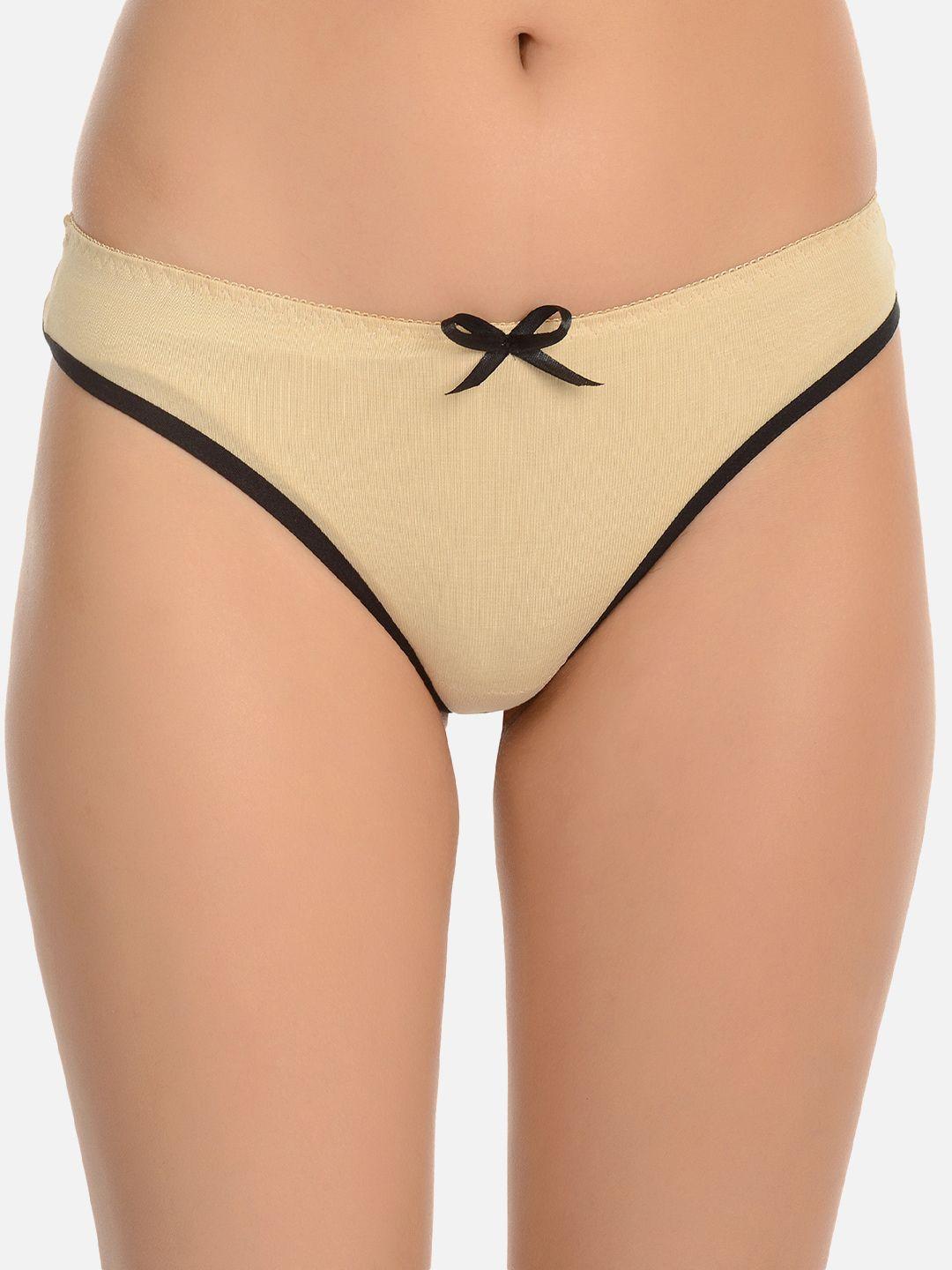 mod & shy women beige solid thong briefs