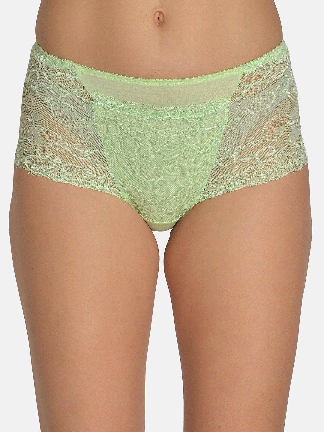 mod & shy women green self design hipster brief