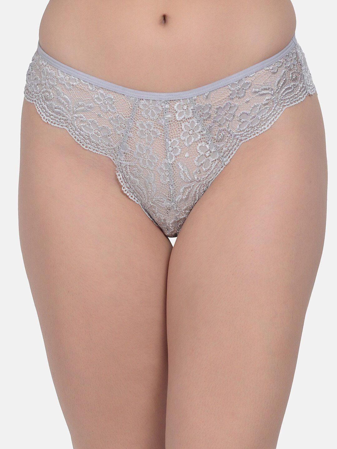 mod & shy women grey self design basic briefs mu187