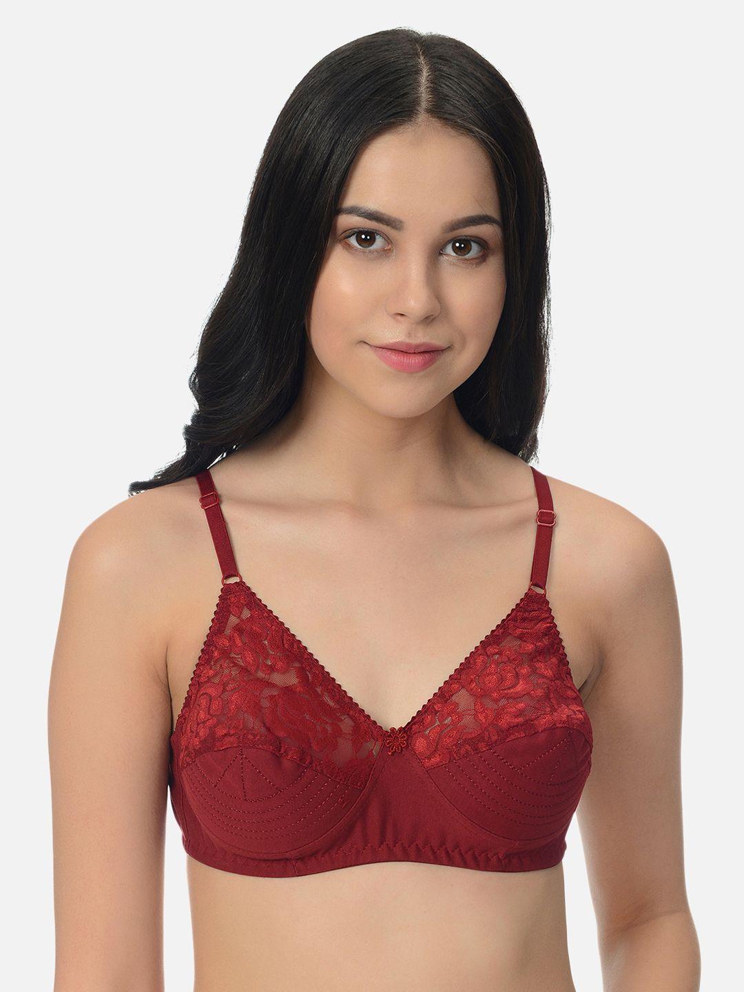 mod & shy women maroon solid non-wired non padded everyday bra ms54