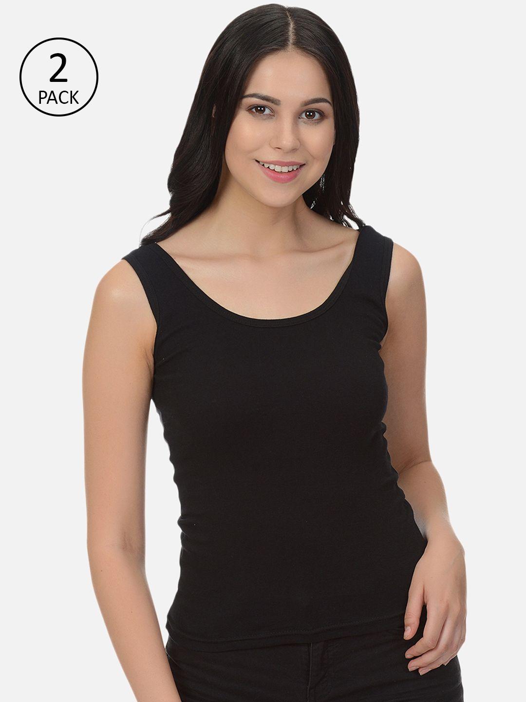 mod & shy women pack of 2 black solid camisoles