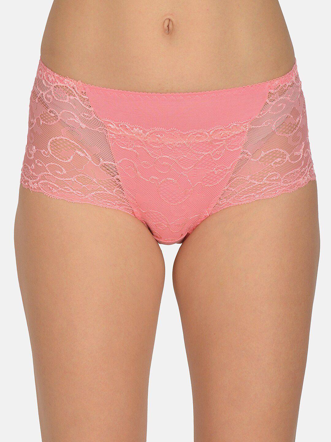 mod & shy women pink self design hipster briefs