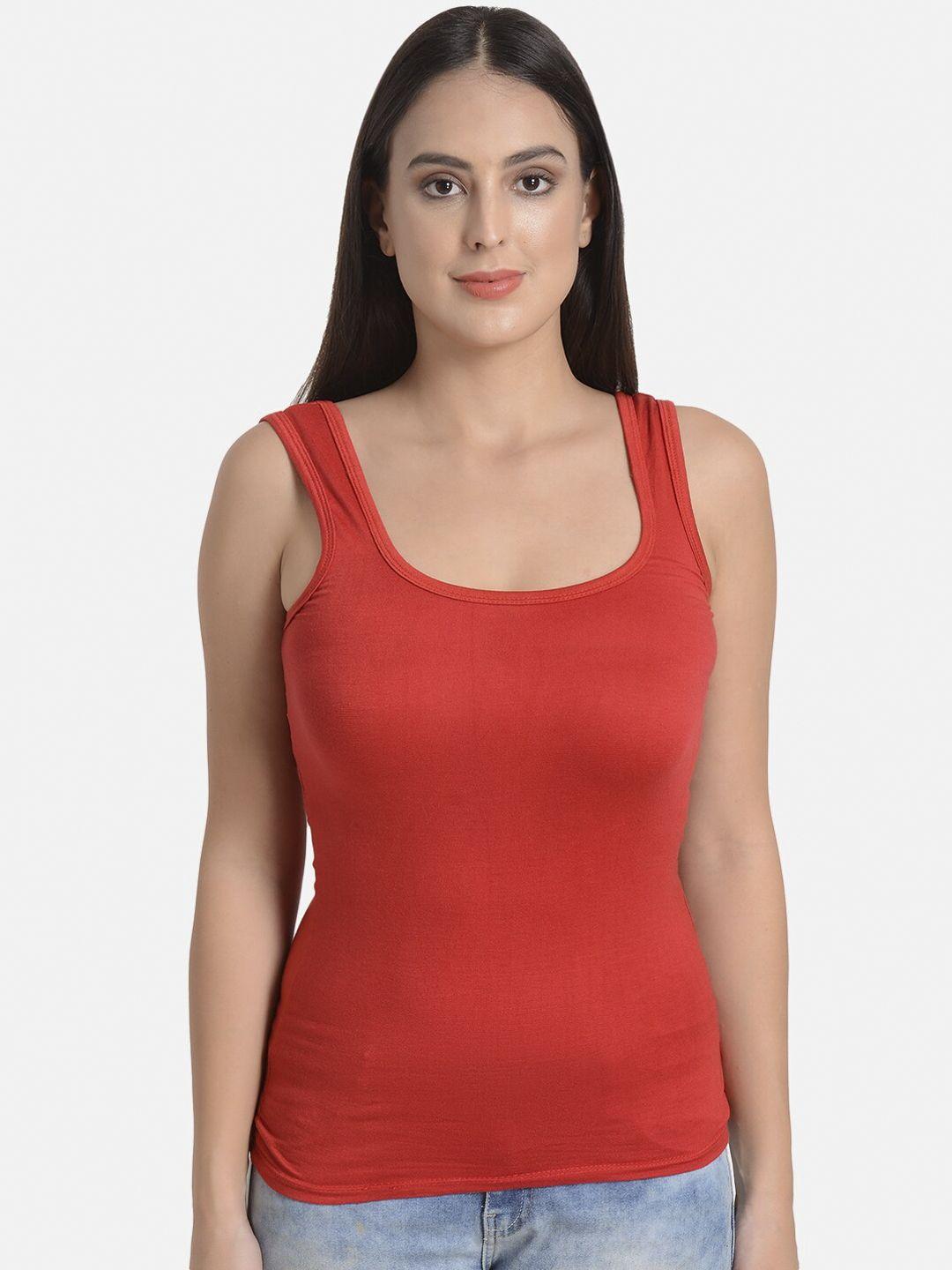 mod & shy women red solid camisole