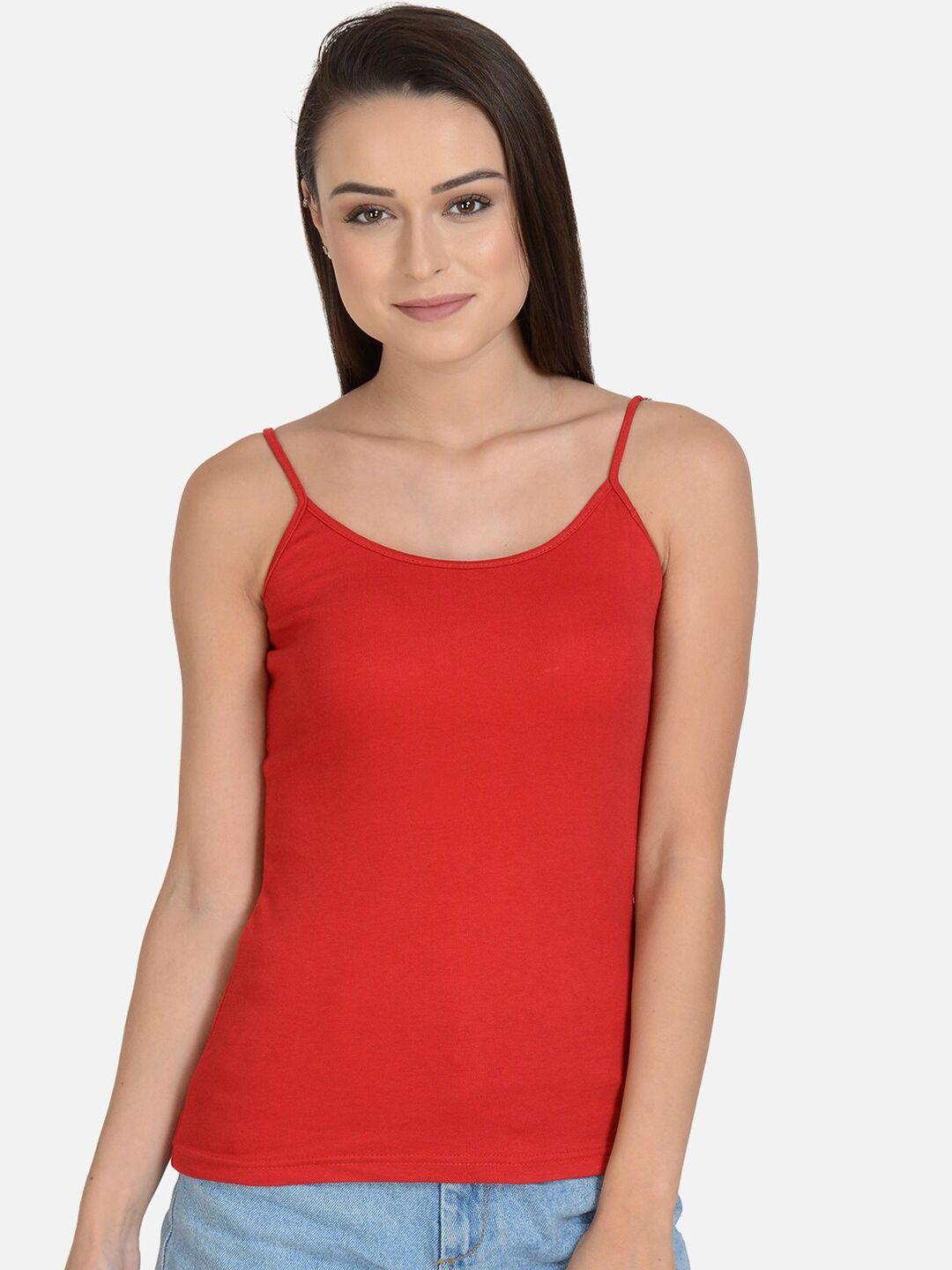 mod & shy women red solid cotton camisole