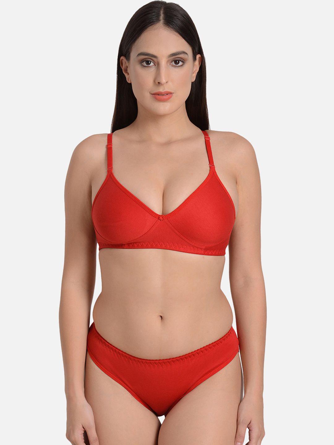 mod & shy women red solid lingerie set ms147