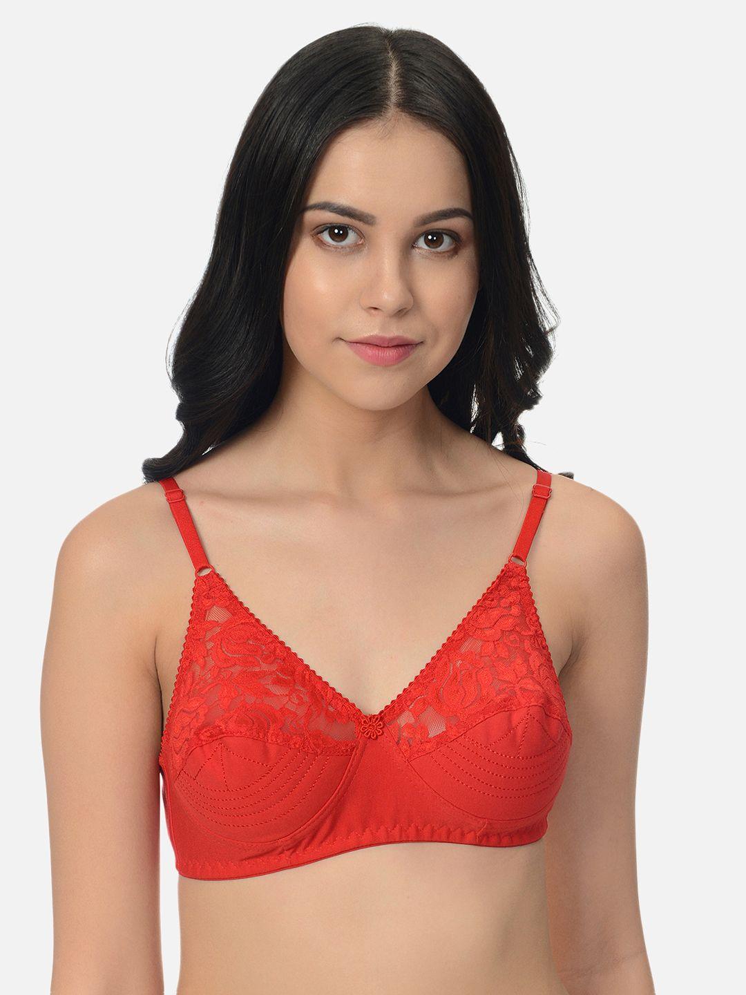 mod & shy women red solid non-wired non padded everyday bra ms50