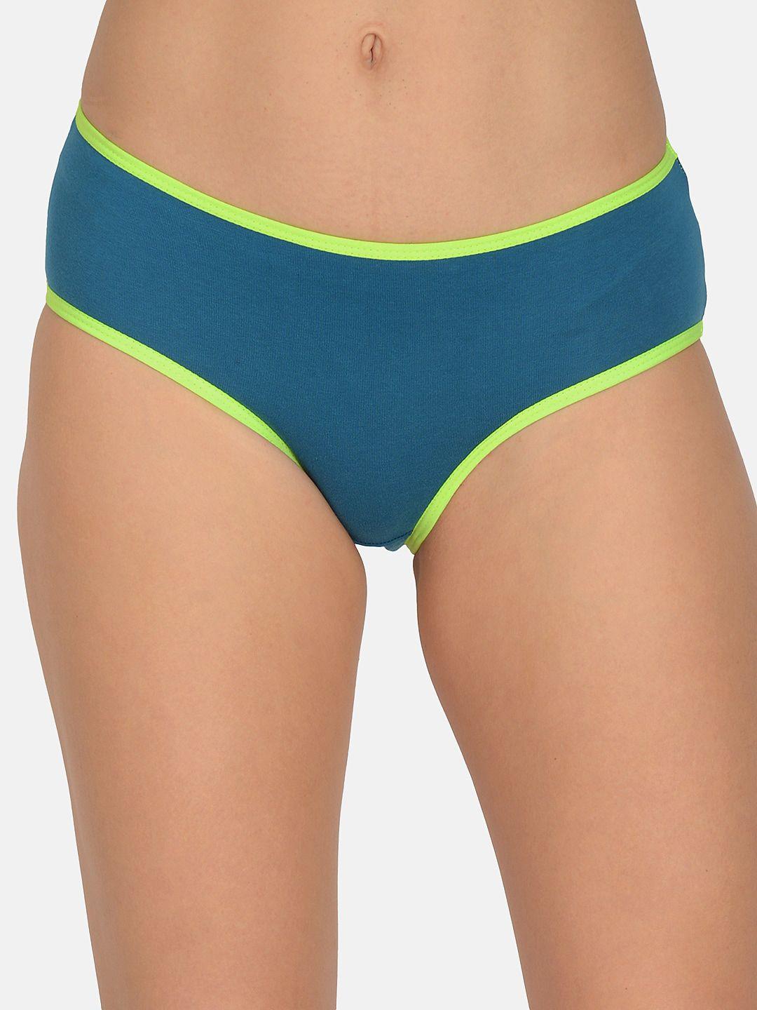 mod & shy women teal blue solid hipster briefs mu155