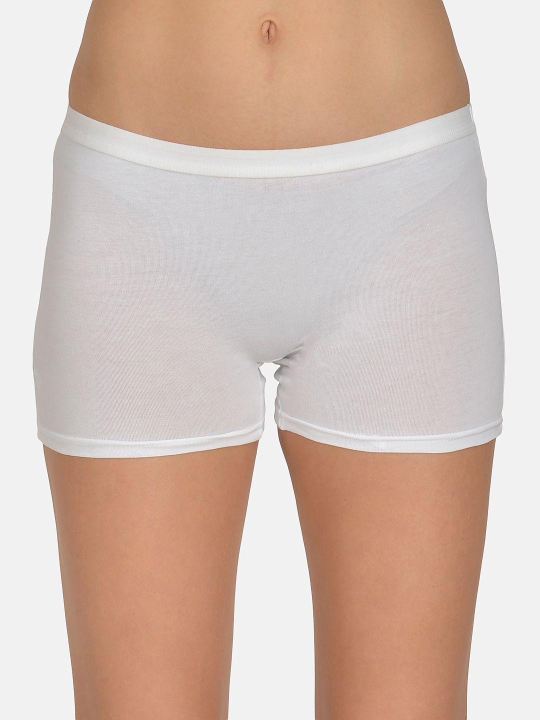 mod & shy women white solid boy shorts mu166