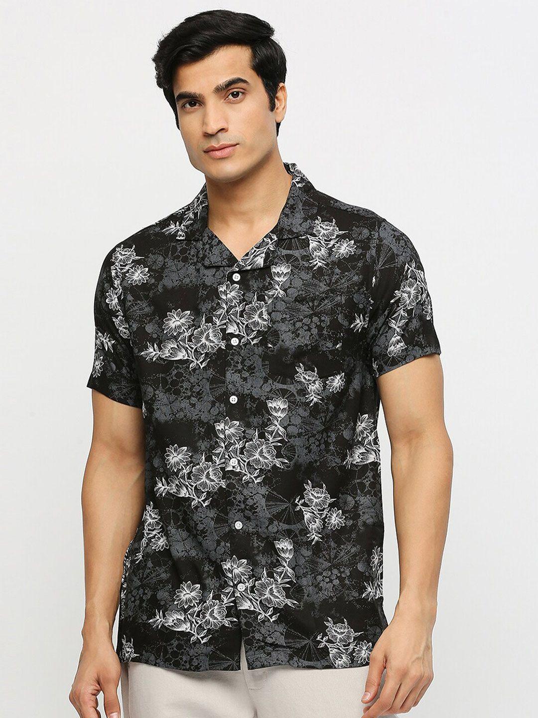 mod ecru floral printed smart fit casual shirt