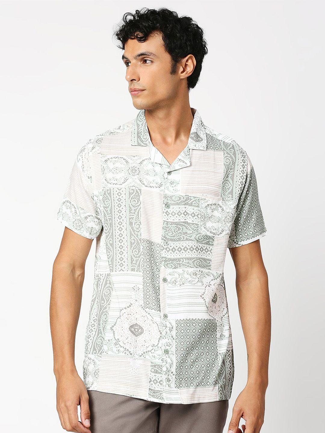 mod ecru fula abstract opaque printed casual shirt