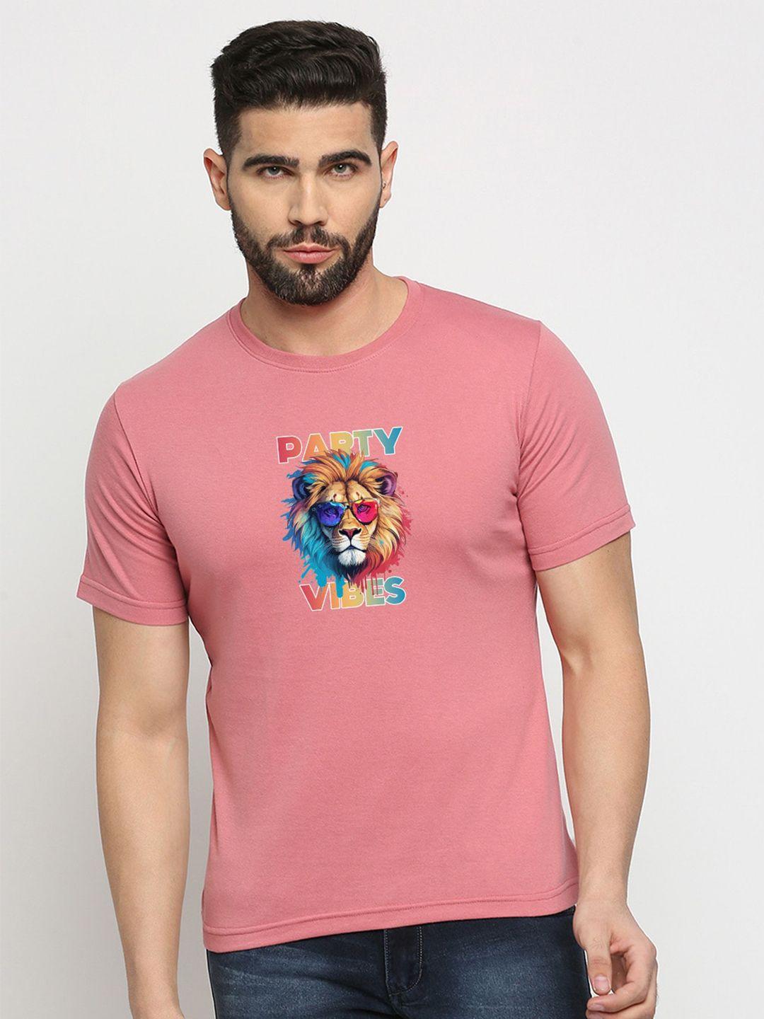 mod ecru men pink printed pockets t-shirt