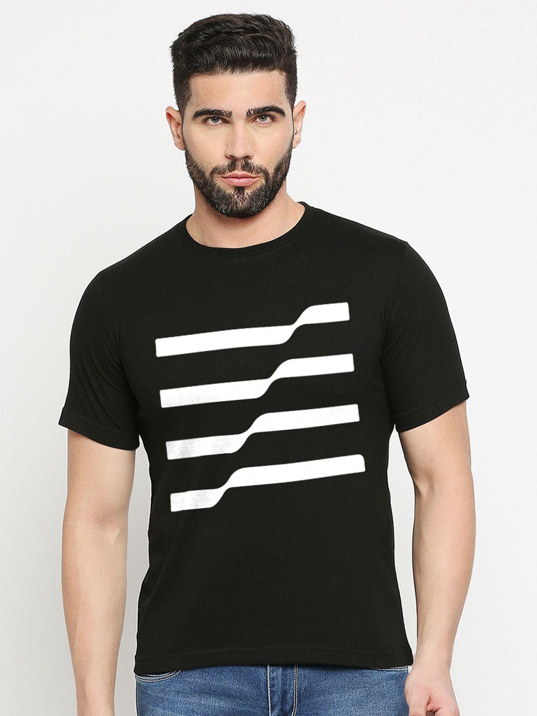 mod ecru striped round neck cotton t-shirt