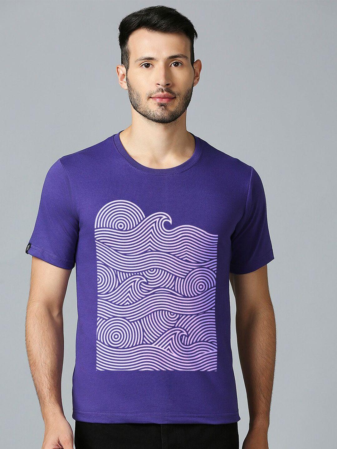 mod ecru unisex abstract waves printed cotton regular t-shirt