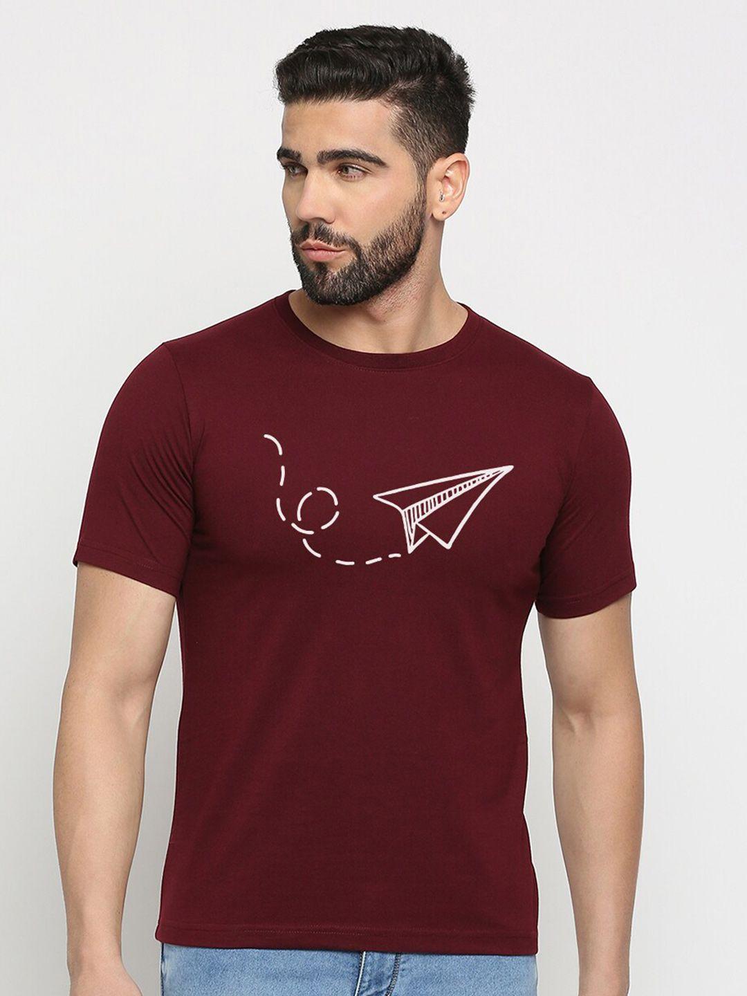 mod ecru unisex maroon printed t-shirt