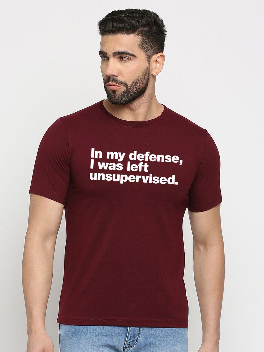 mod ecru unisex maroon typography printed t-shirt