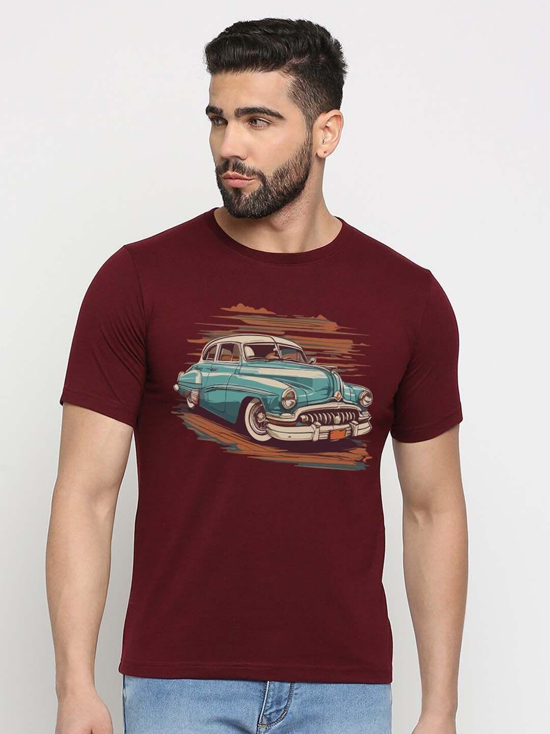 mod ecru unisex vintage car printed cotton t-shirt