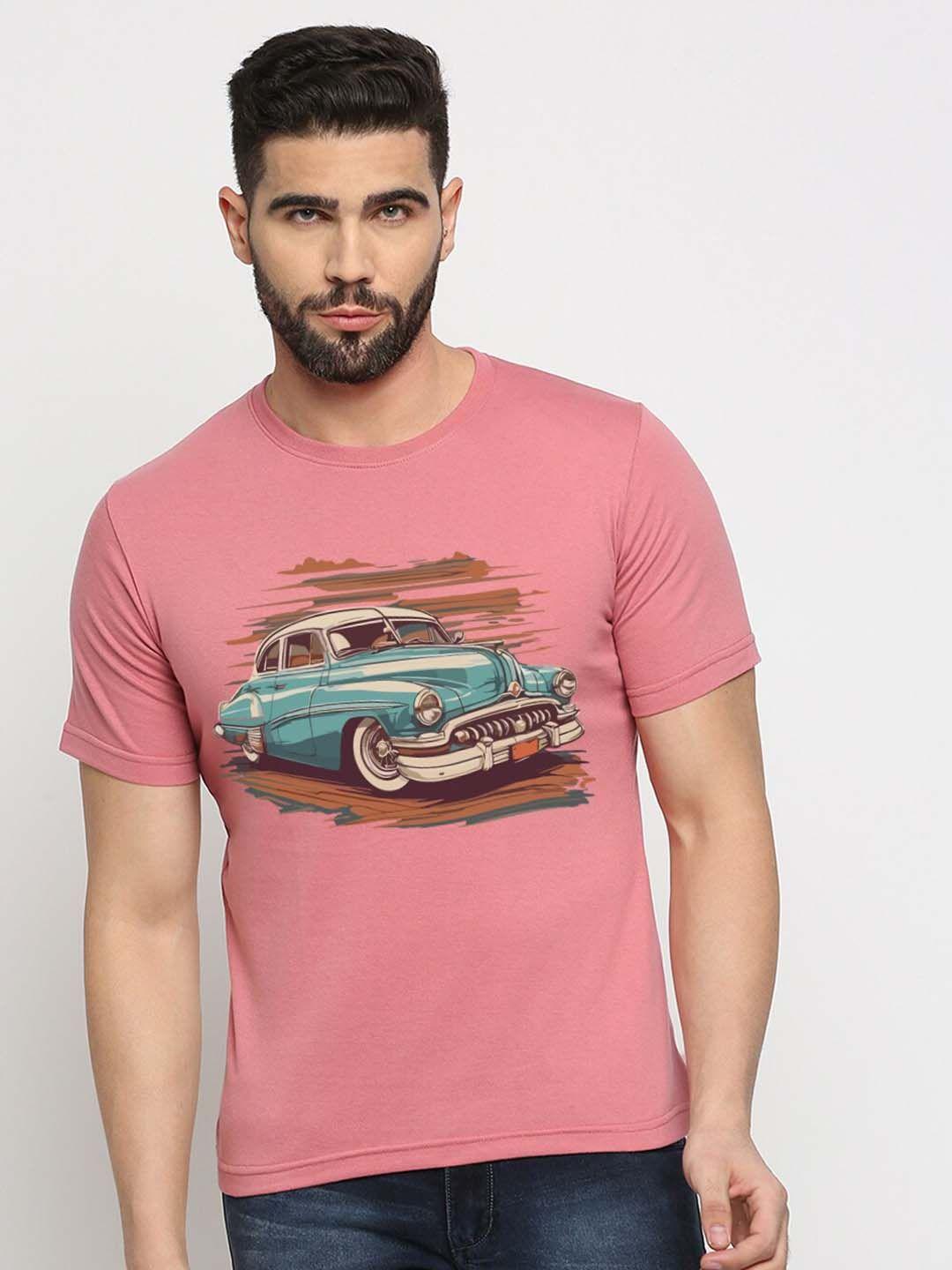 mod ecru unisex vintage car printed cotton t-shirt