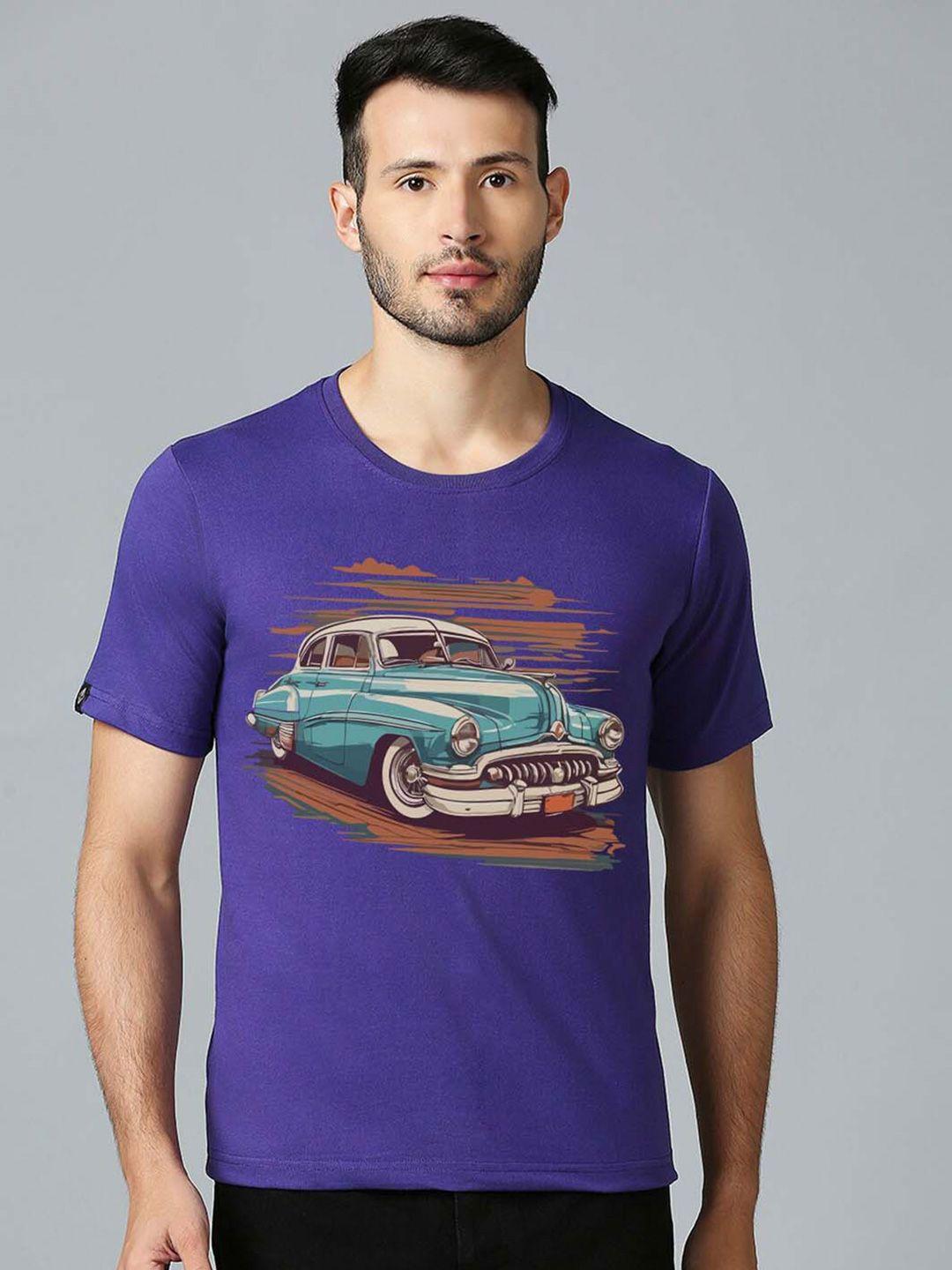 mod ecru unisex vintage car printed cotton t-shirt