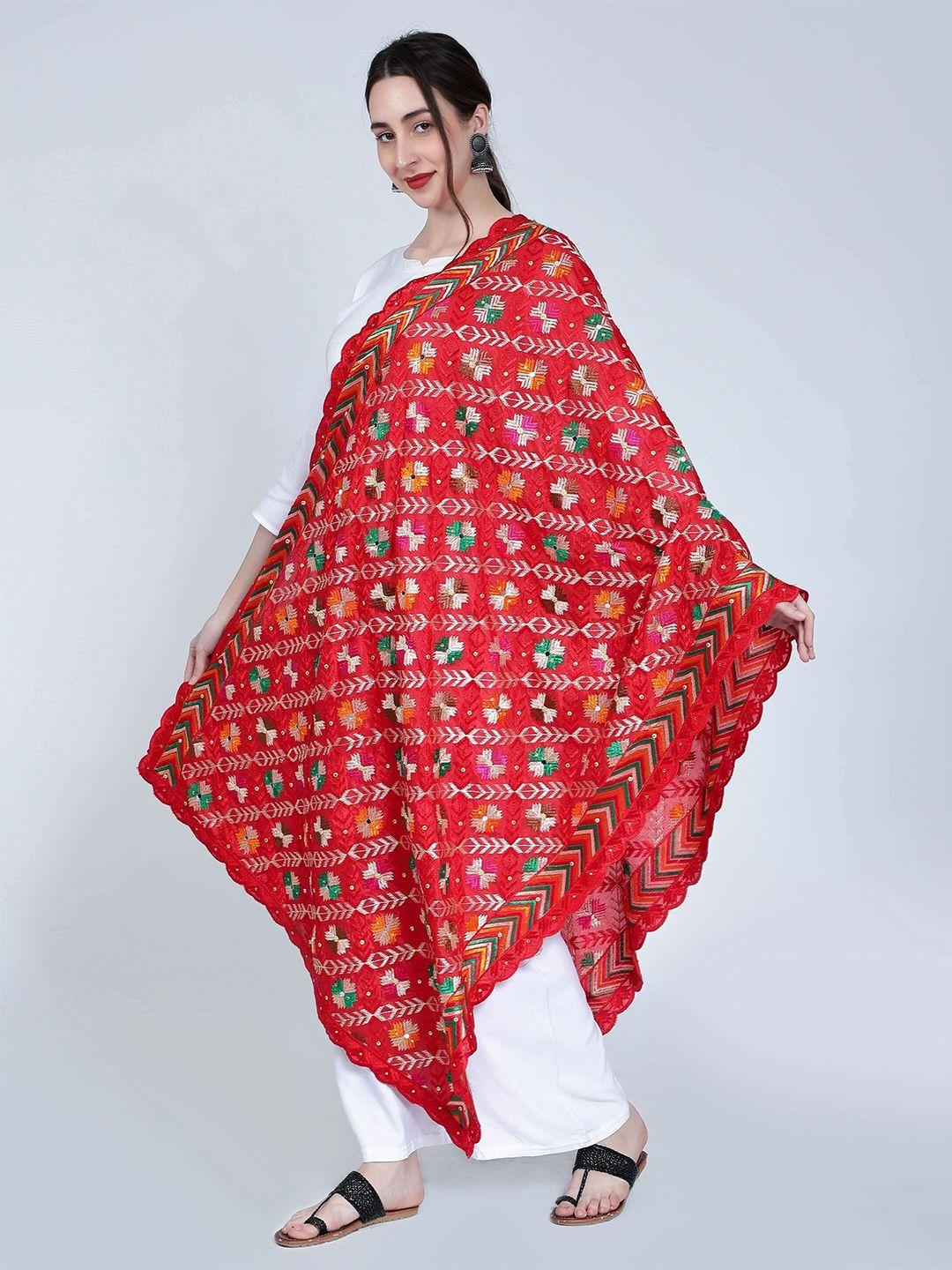 moda chales embroidered dupatta with phulkari