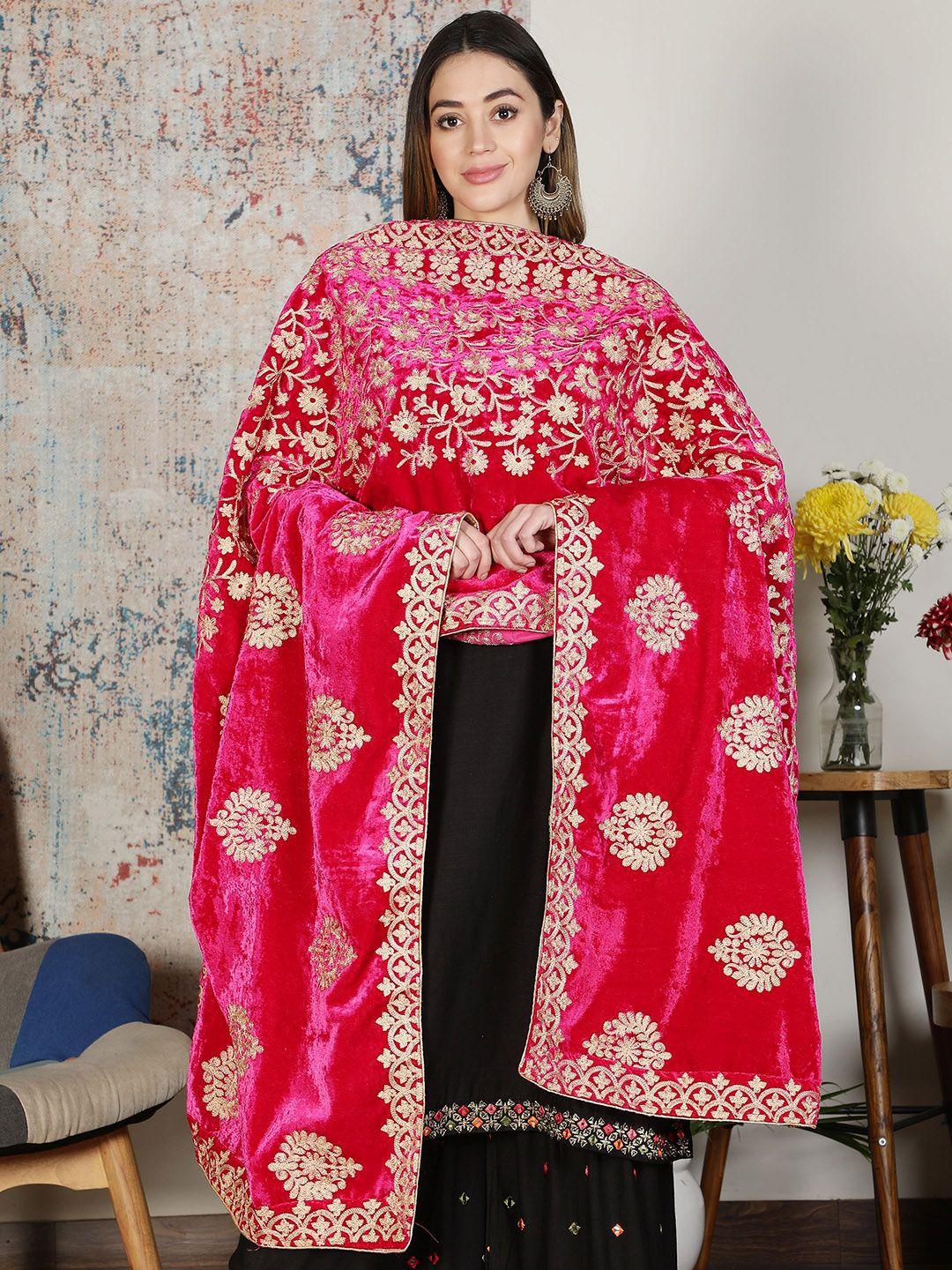 moda chales ethnic motifs embroidered zari velvet shawl