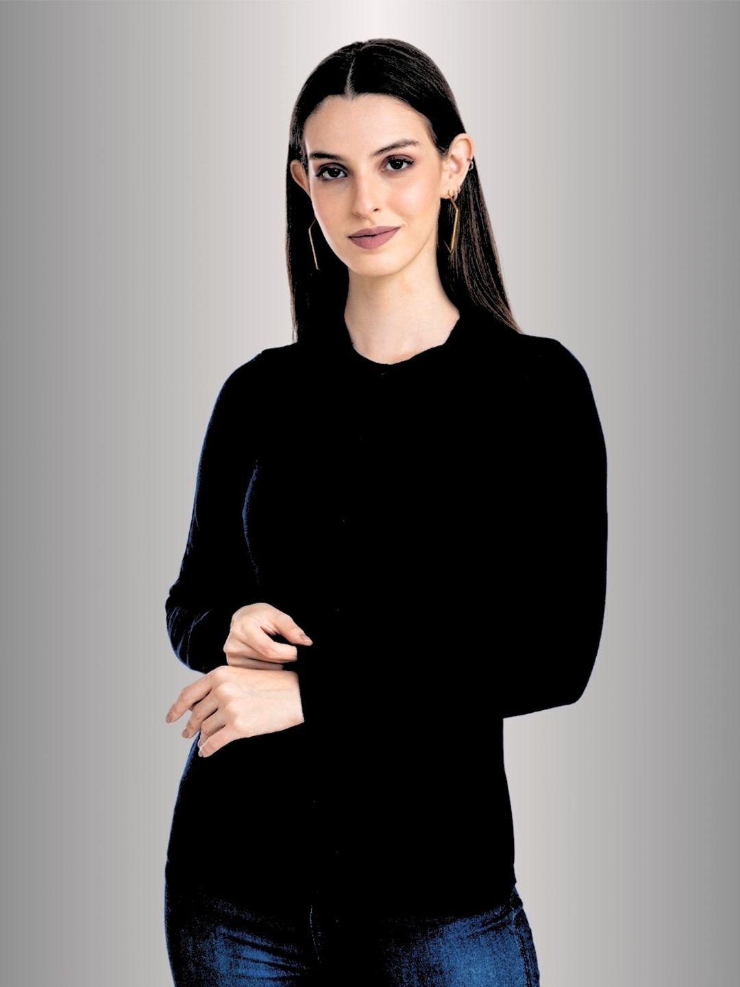 moda elementi round neck long sleeves woollen pullover