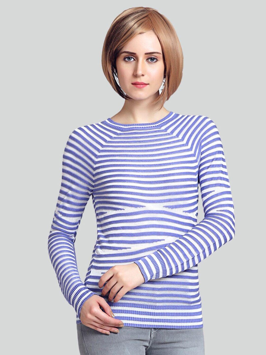 moda elementi striped long sleeves pullover sweater