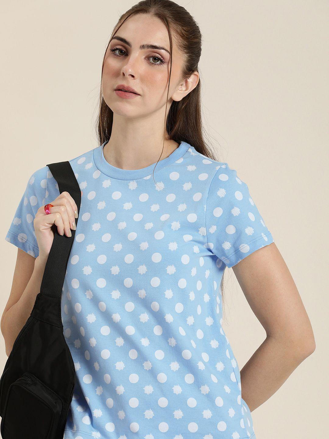 moda rapido polka dot printed pure cotton t-shirt