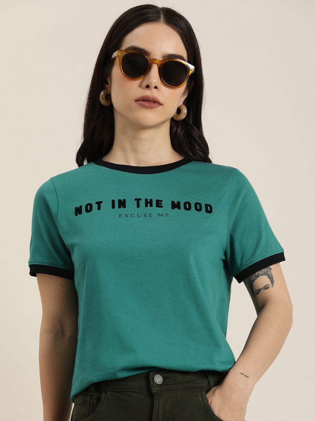 moda rapido pure cotton typography printed casual t-shirt