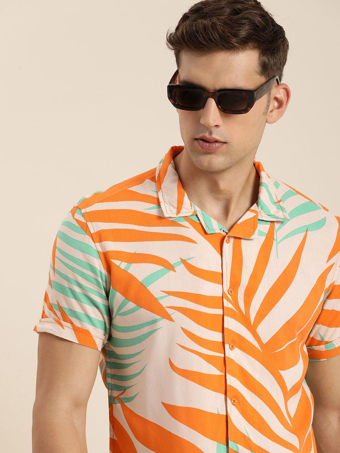 moda rapido slim fit tropical printed casual shirt