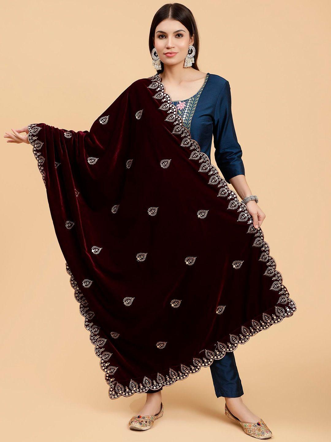 moda chales embroidered sequinned velvet dupatta