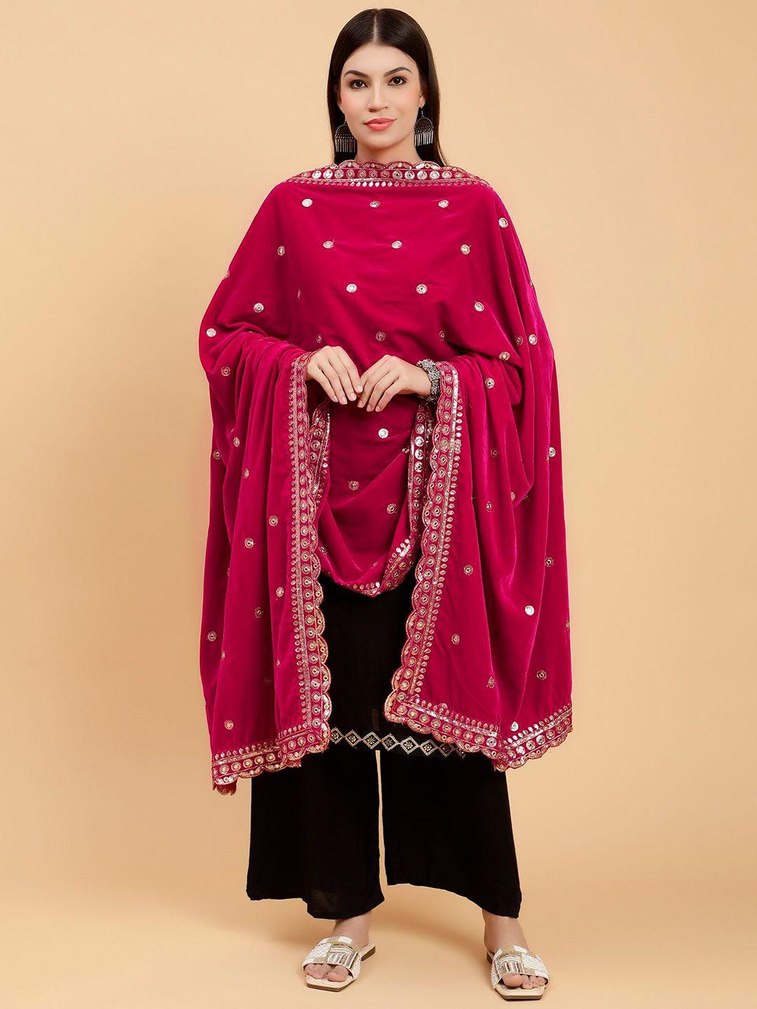 moda chales embroidered sequinned velvet dupatta