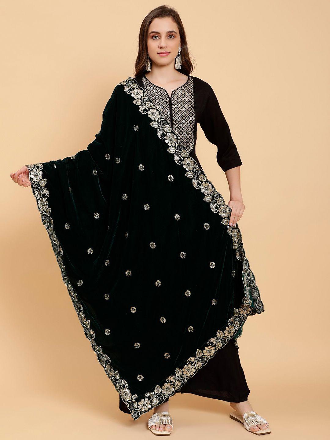 moda chales embroidered velvet dupatta with sequinned