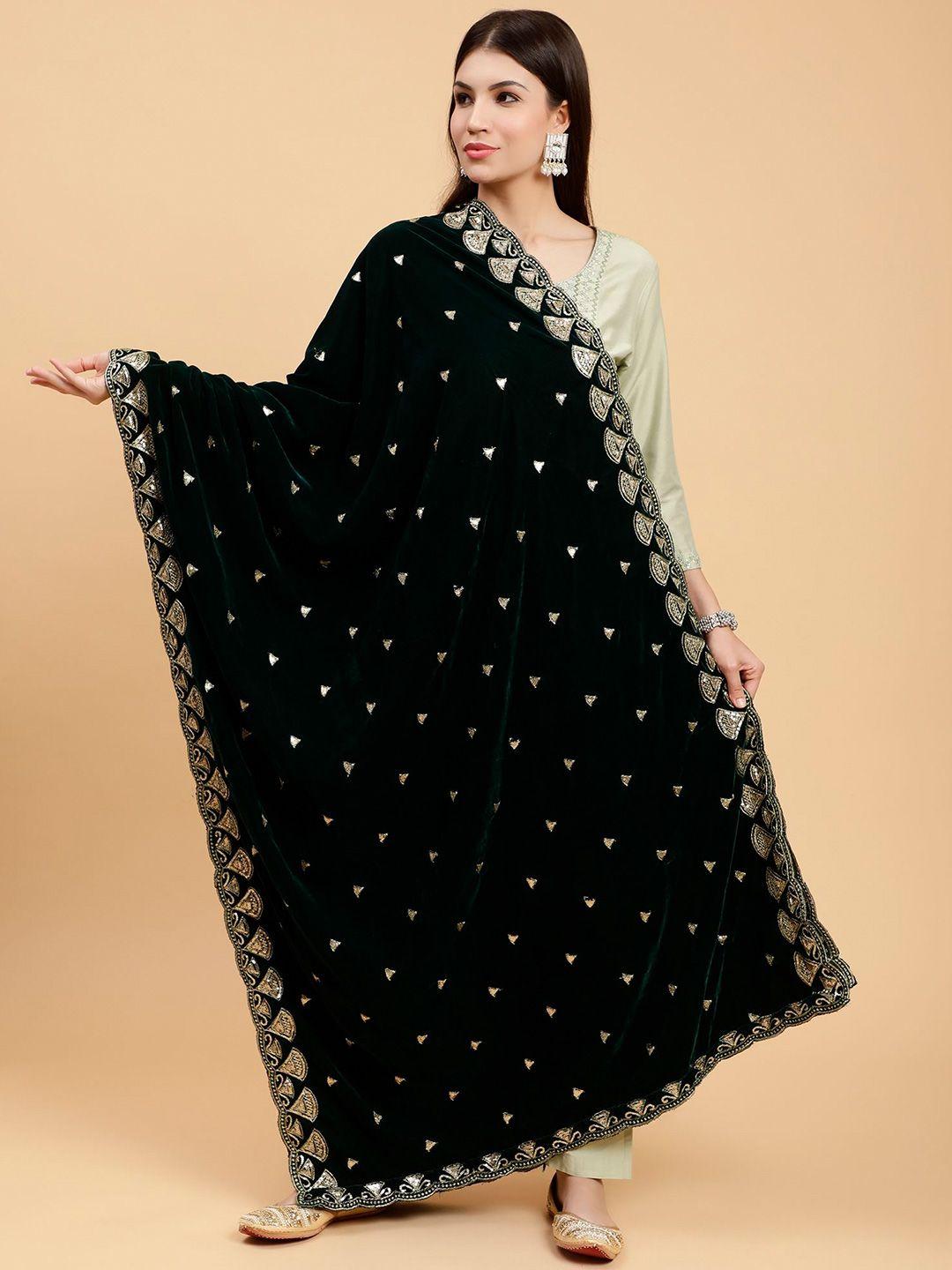 moda chales embroidered velvet dupatta with sequinned