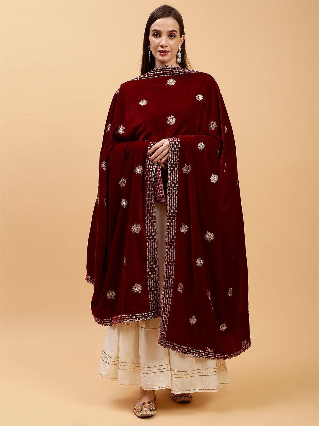 moda chales embroidered velvet dupatta