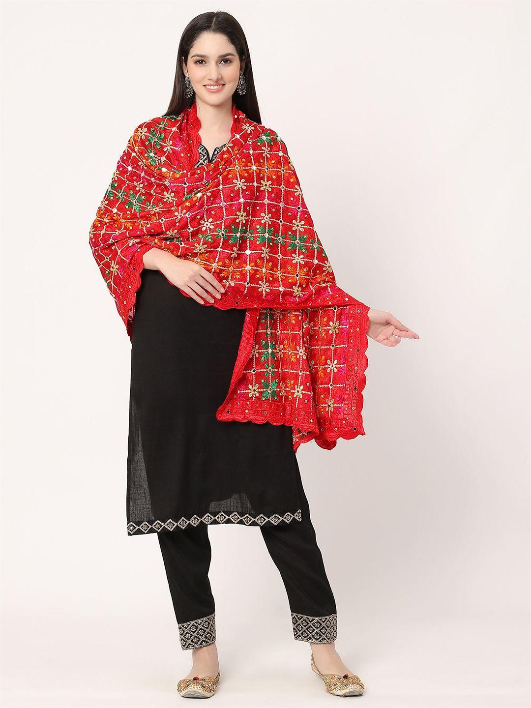 moda chales ethnic motifs embroidered dupatta with phulkari
