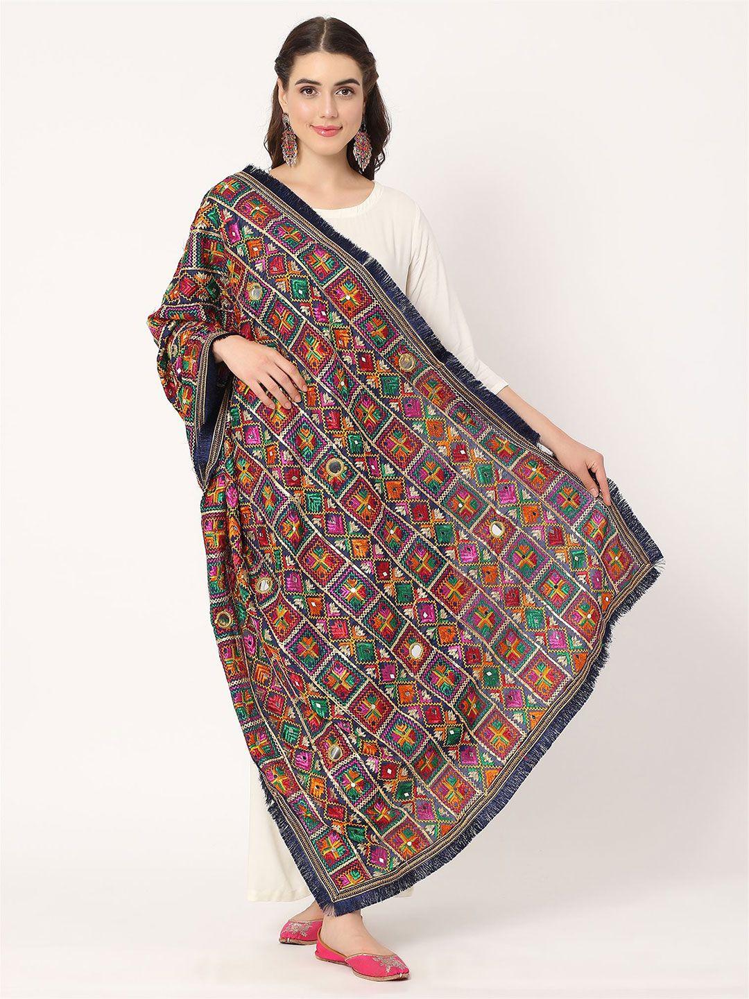 moda chales ethnic motifs embroidered phulkari dupatta