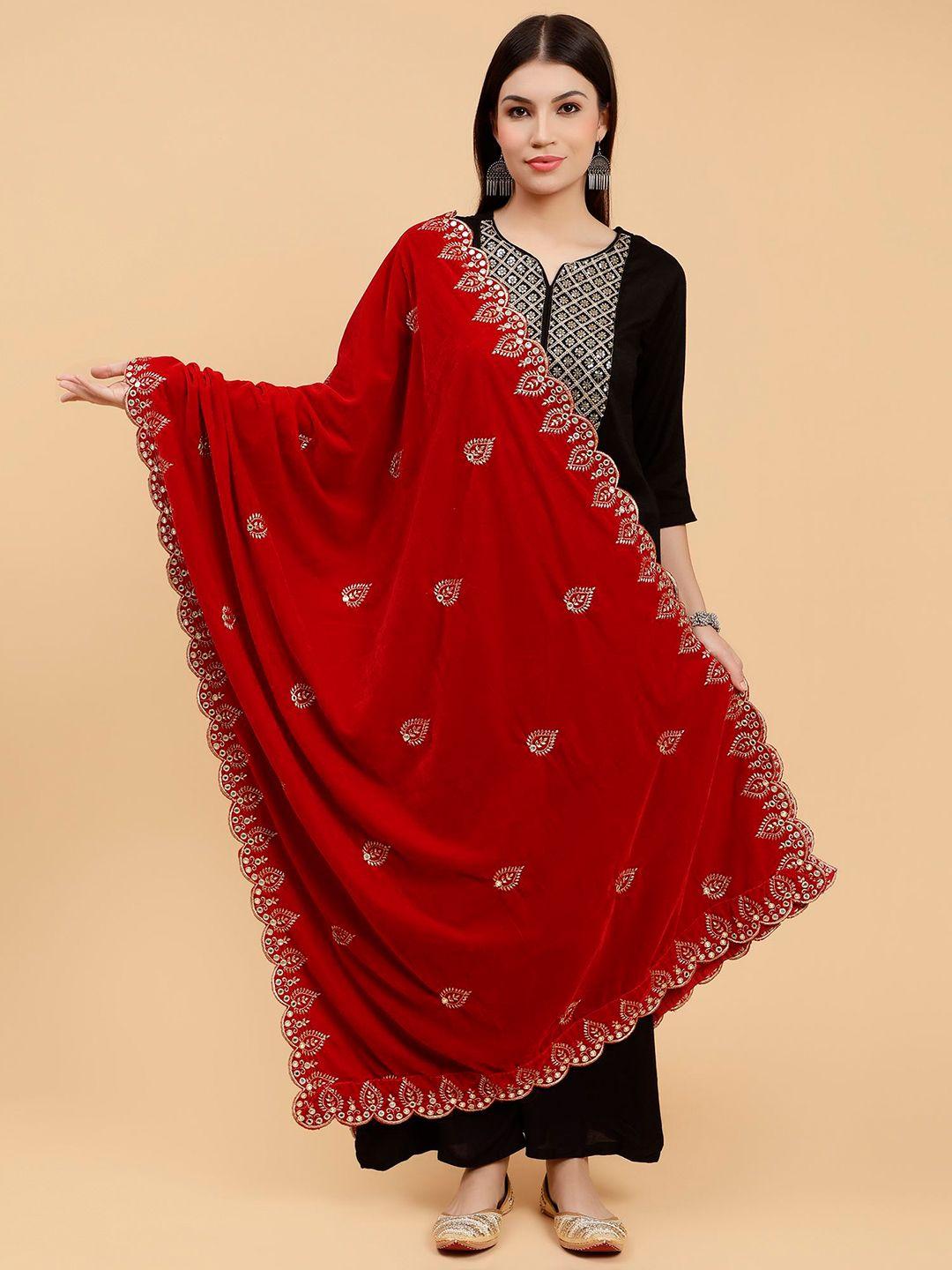 moda chales ethnic motifs embroidered sequined velvet dupatta