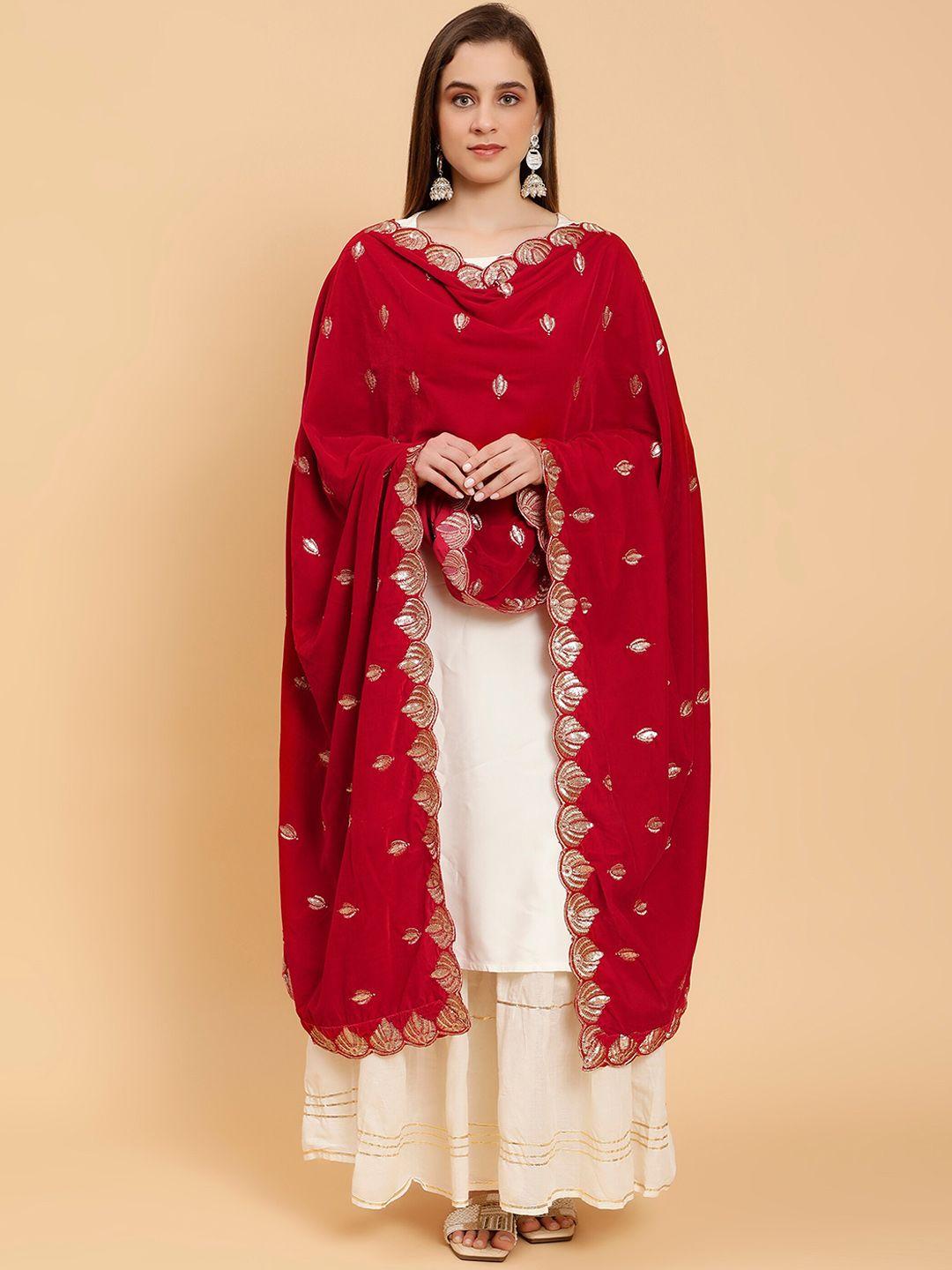moda chales ethnic motifs embroidered velvet dupatta