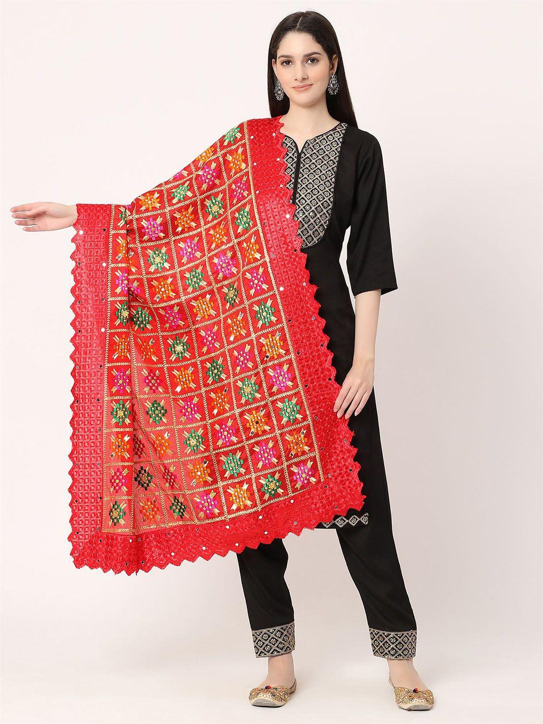 moda chales floral embroidered phulkari chiffon dupatta