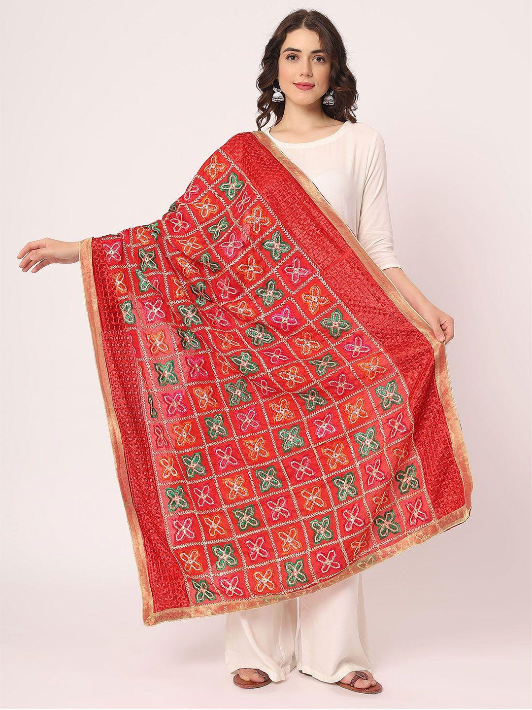 moda chales floral embroidered phulkari chiffon dupatta