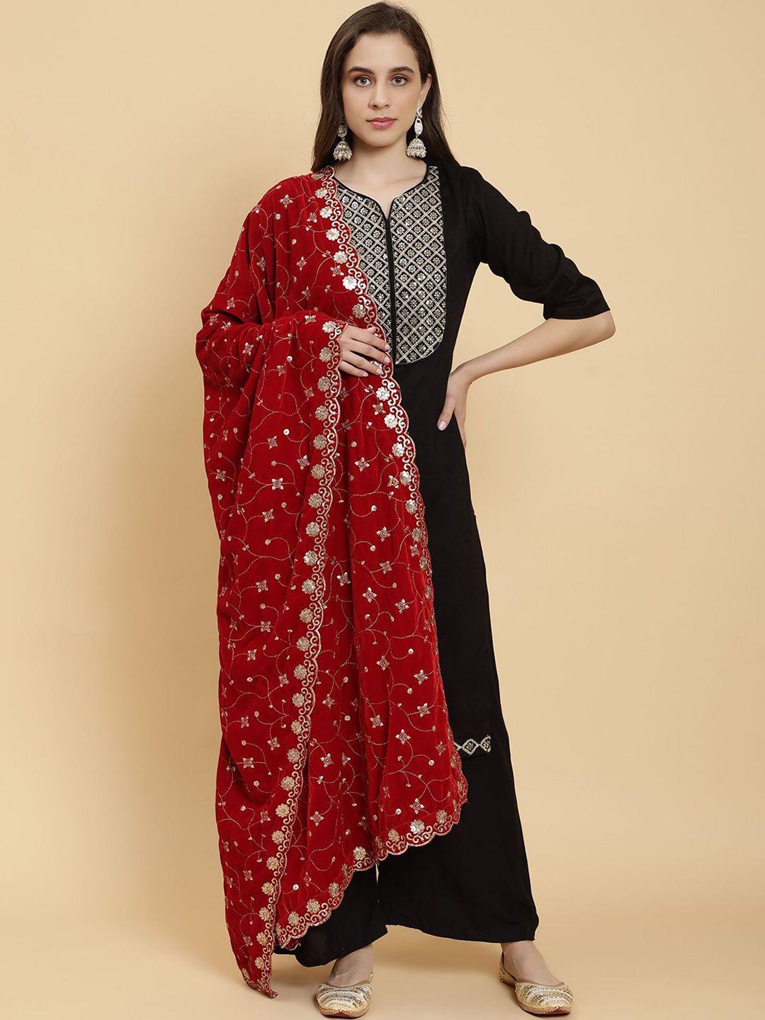 moda chales floral embroidered sequinned detail dupatta