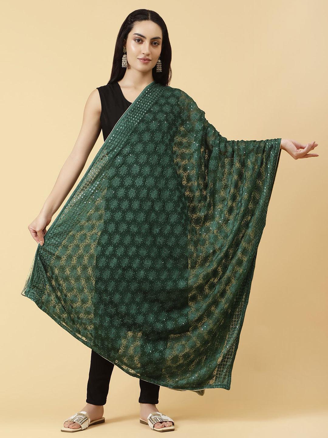 moda chales floral embroidered sequinned dupatta