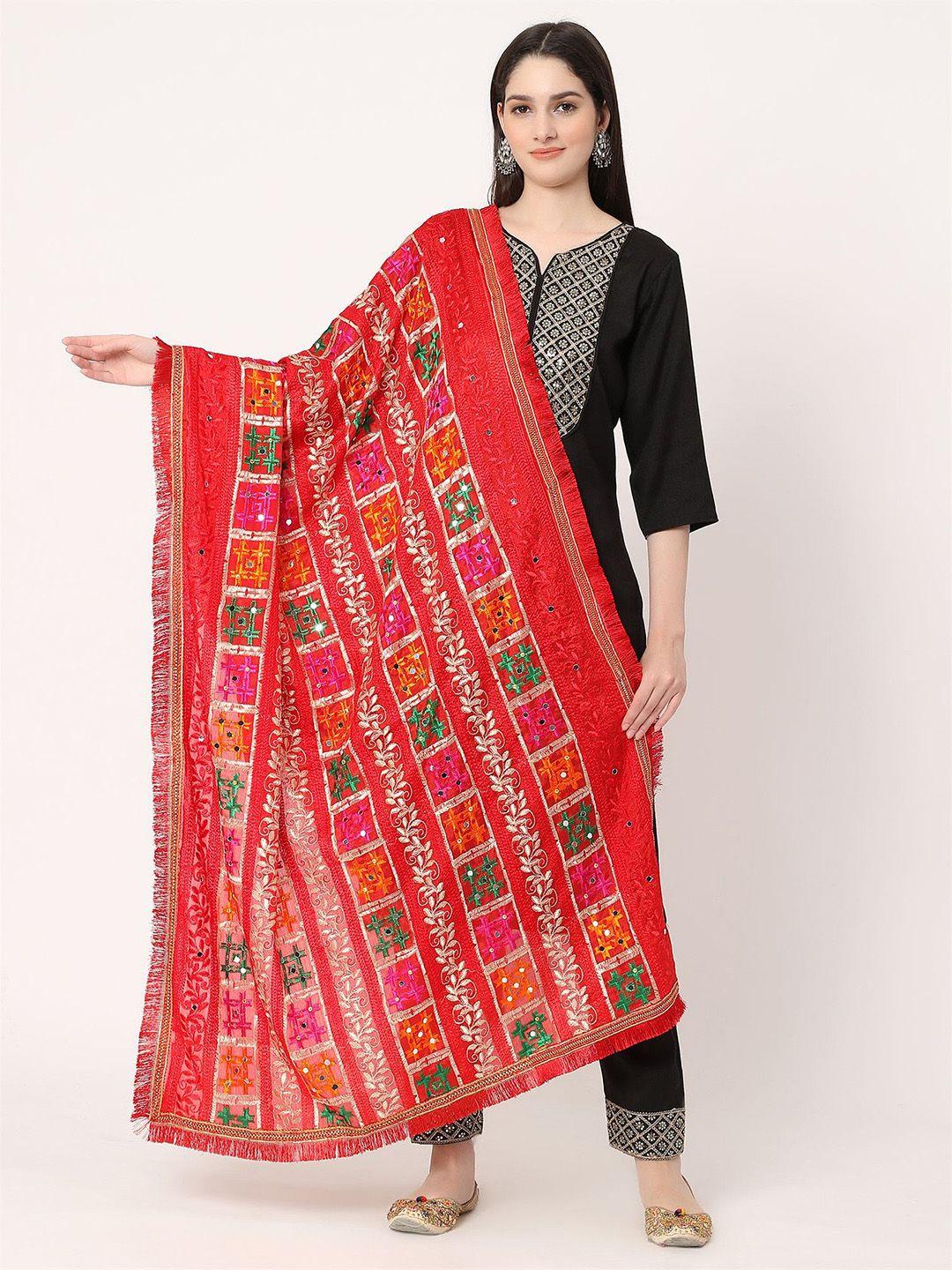 moda chales geometric embroidered phulkari dupatta