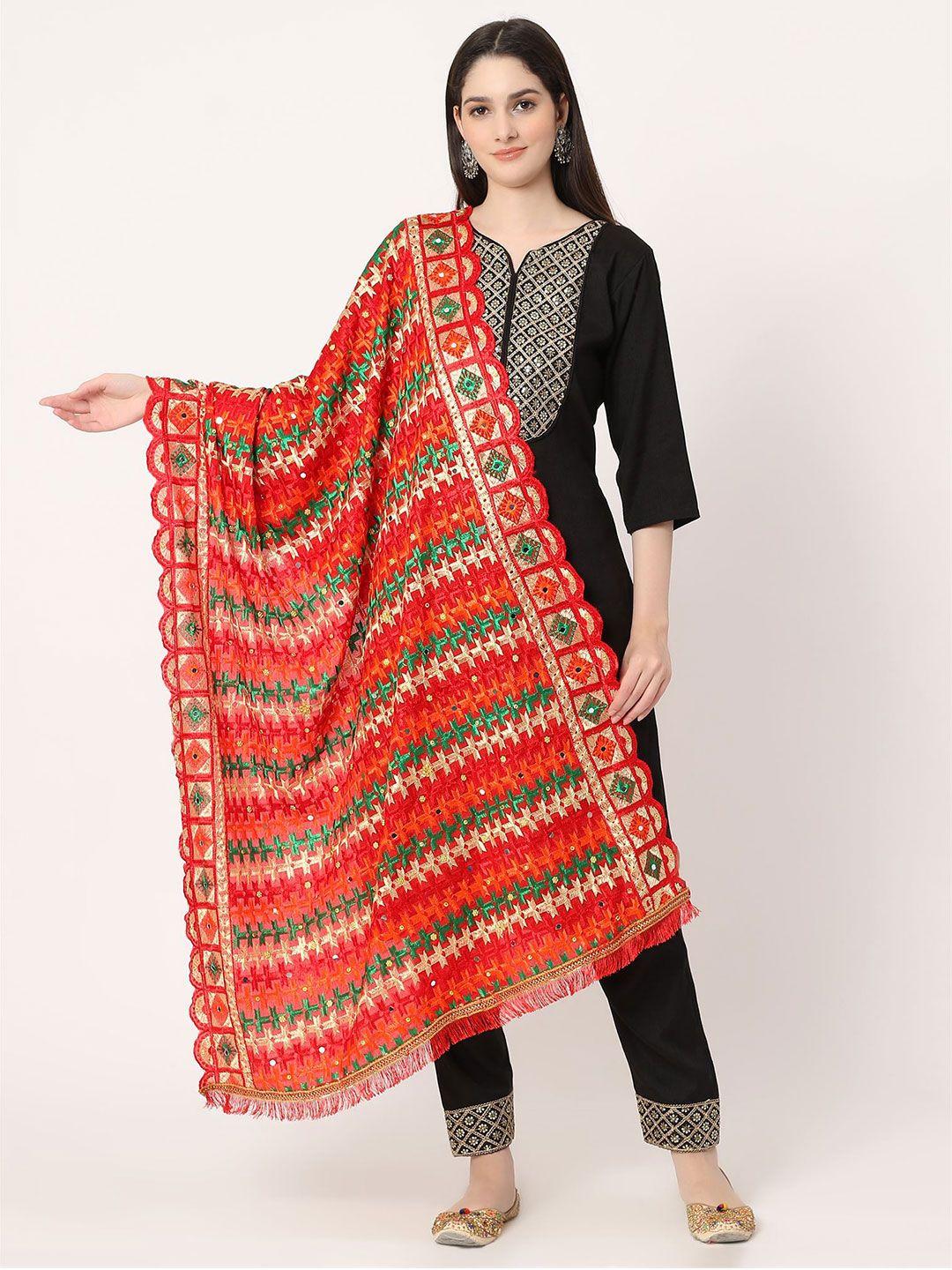 moda chales geometric embroidered phulkari dupatta