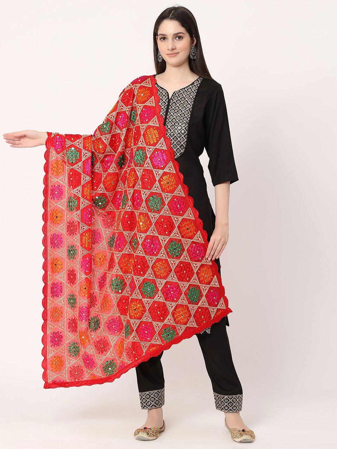 moda chales geometric embroidered phulkari dupatta