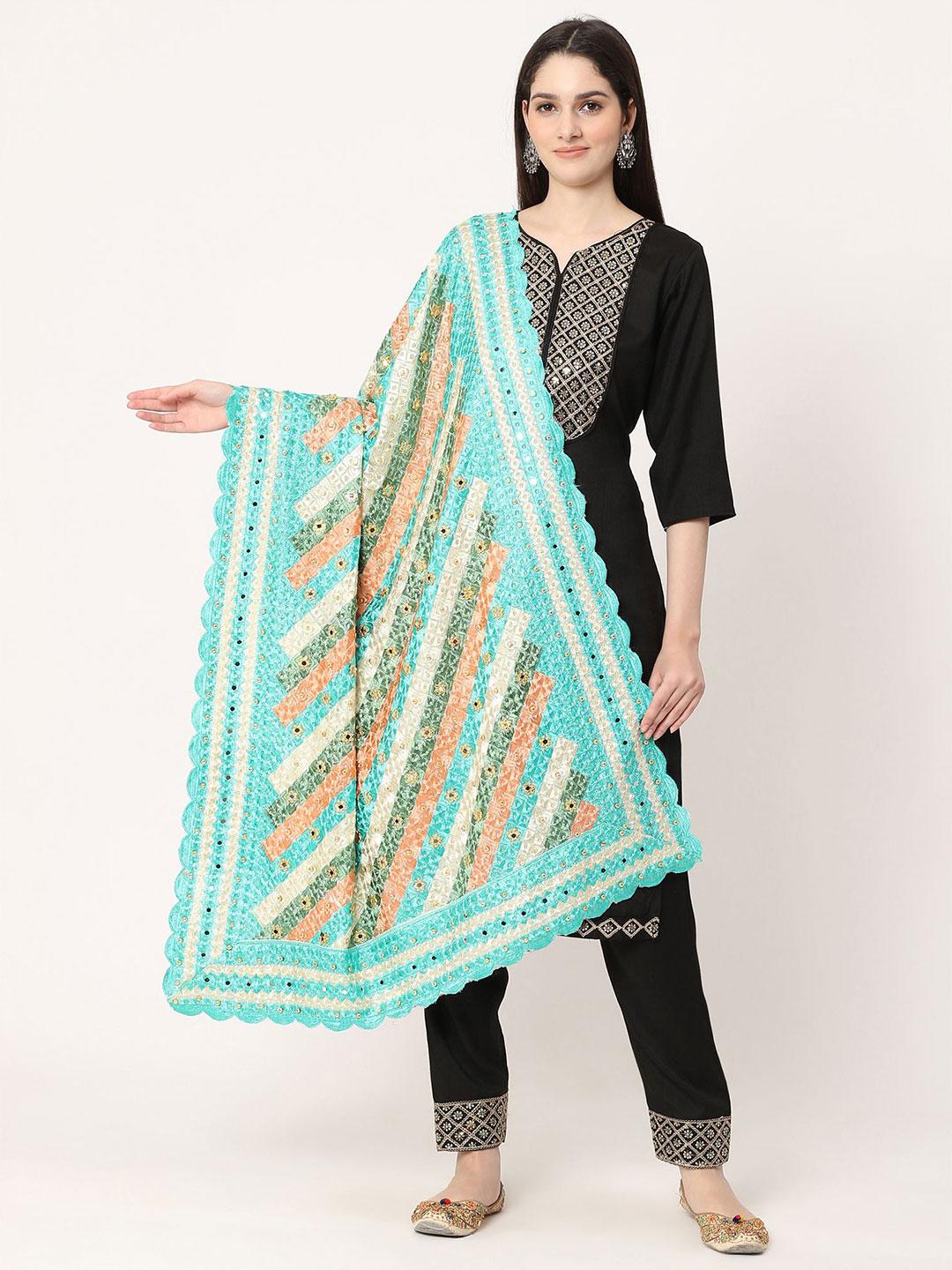 moda chales geometric embroidered phulkari dupatta