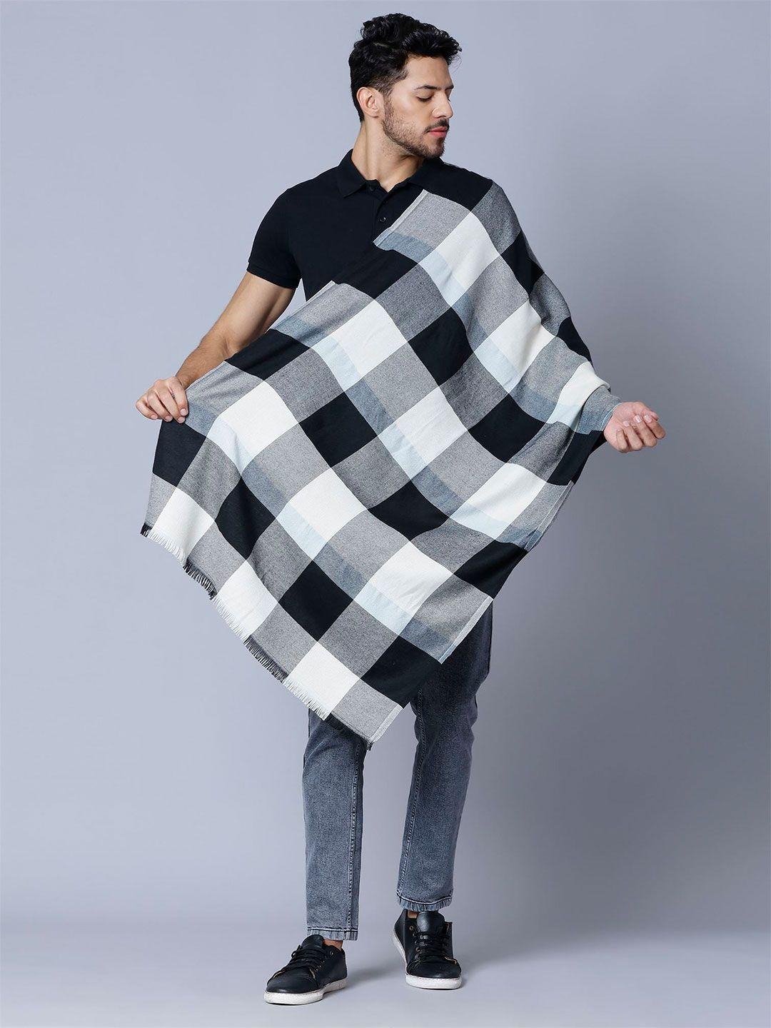 moda chales men black & white checked stole