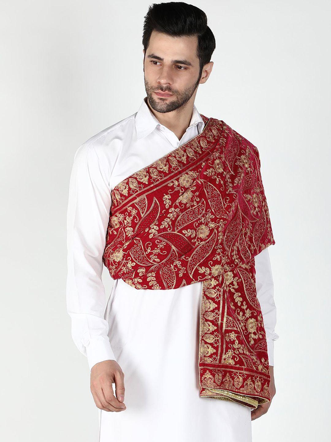 moda chales men floral embroidered pure velvet shawl