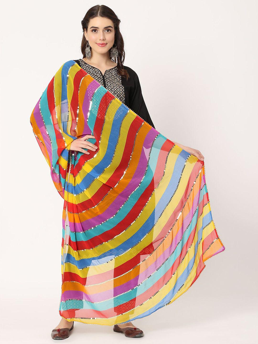 moda chales striped chiffon dupatta with sequinned
