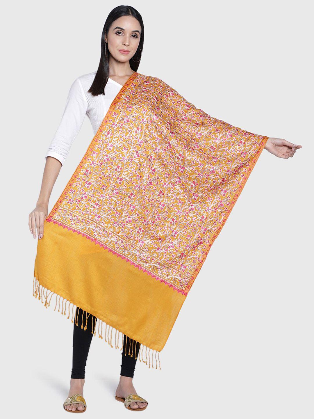 moda chales women mustard embroidered stole